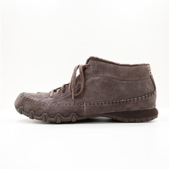 Skechers Bikers Totem Pole Relaxed Fit Brown Suede Fleece-Lined Ankle Boots - 11 - Picture 1 of 7